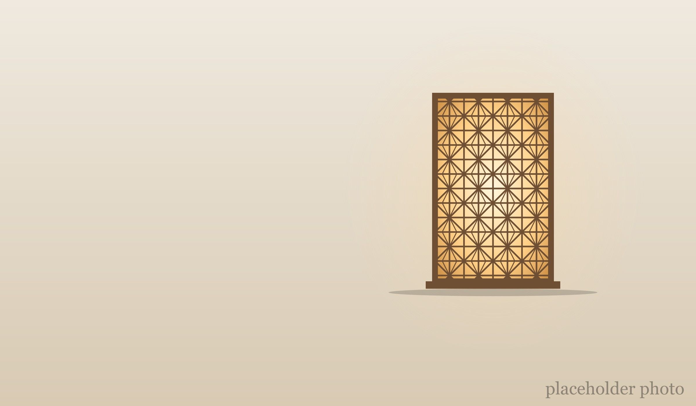 Kumiko lamp glowing beside a light wall